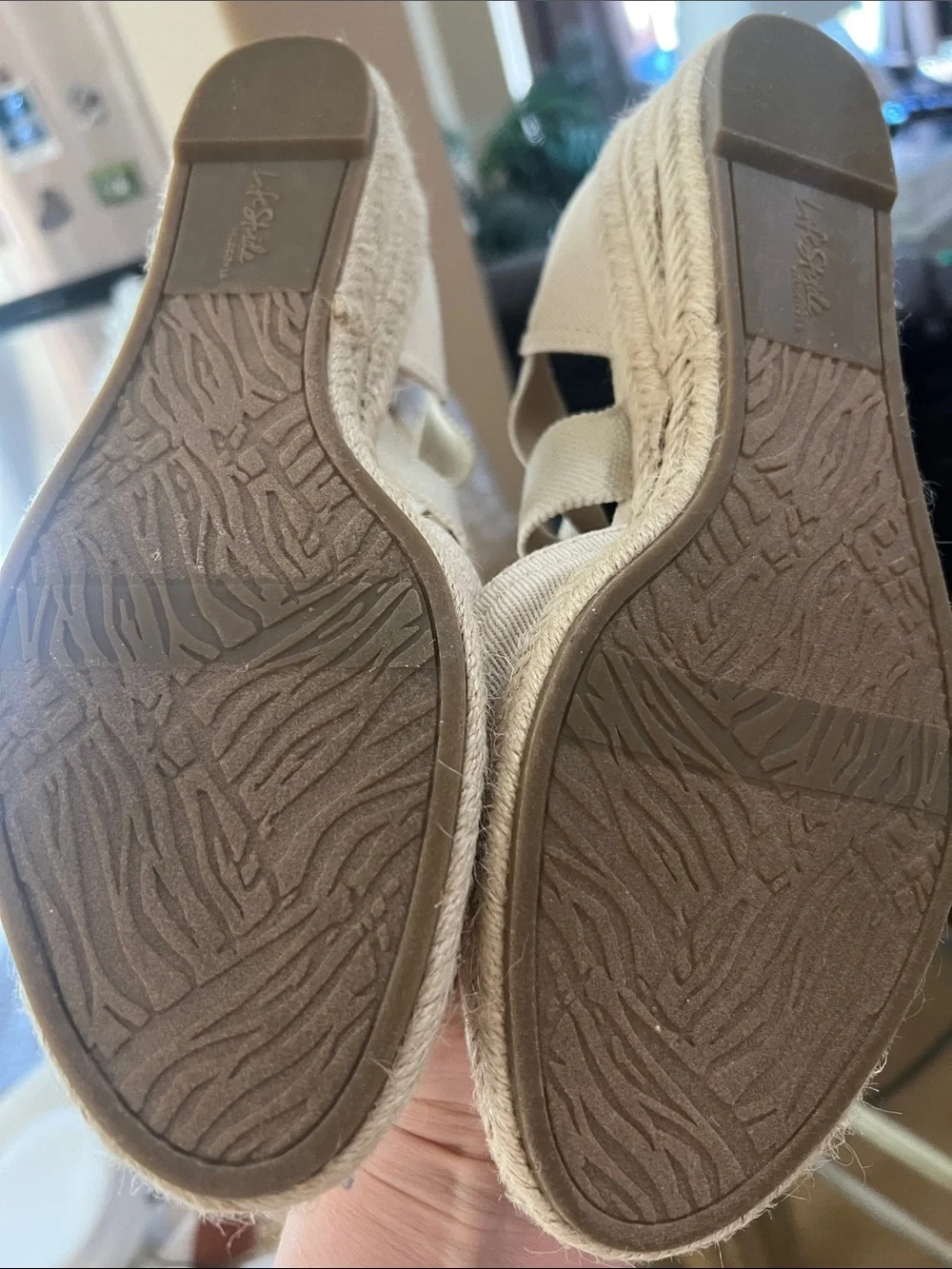 Life Stride Cream Espadrille Flats with Bow Accent